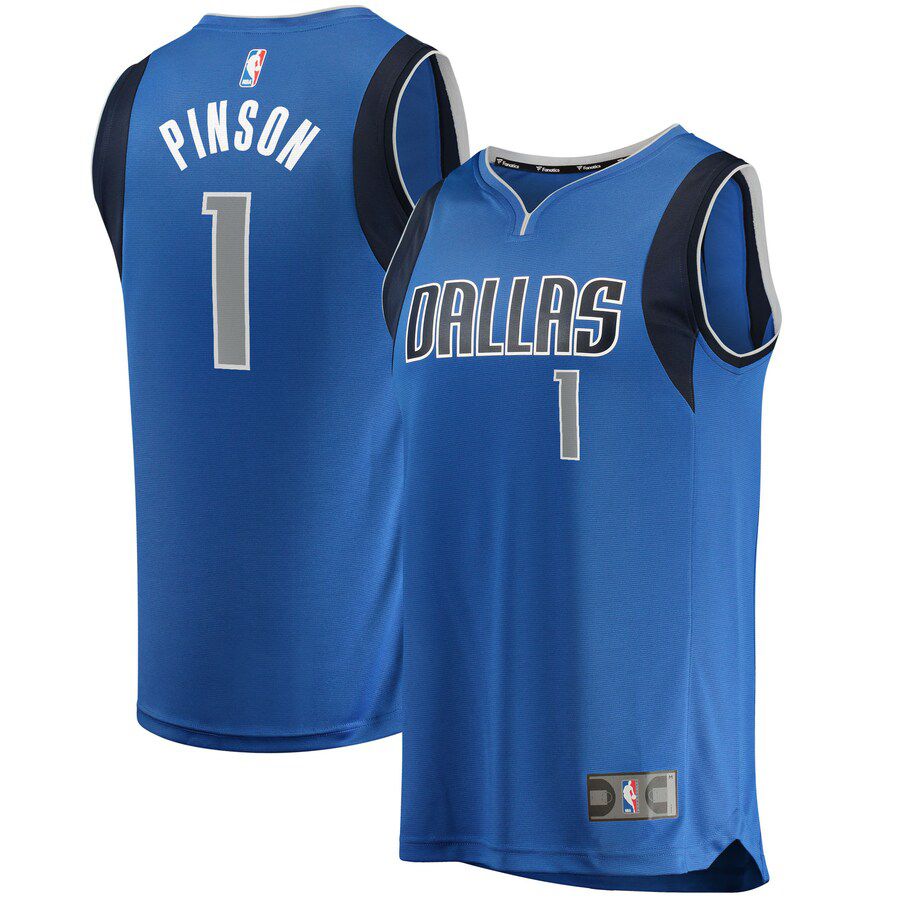 Men Dallas Mavericks #1 Theo Pinson Fanatics Branded Blue Fast Break Replica NBA Jersey